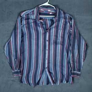 Vintage Dee Cee Vertical Stripe Western Long Sleeve Women's Size 2X Made In USA